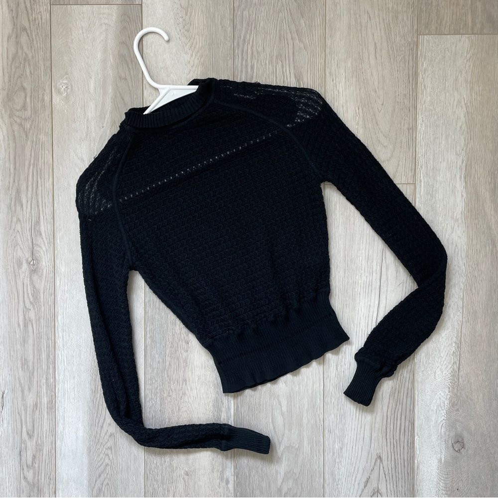 Alexander Wang Sweater textured stretch crop knit womens Black (xsmall) sheer